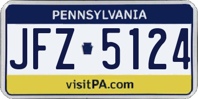 PA license plate JFZ5124