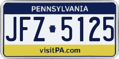 PA license plate JFZ5125