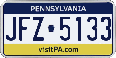 PA license plate JFZ5133