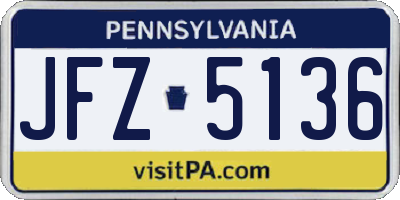 PA license plate JFZ5136