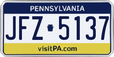 PA license plate JFZ5137