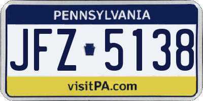 PA license plate JFZ5138