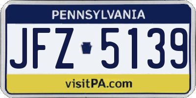 PA license plate JFZ5139