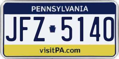 PA license plate JFZ5140