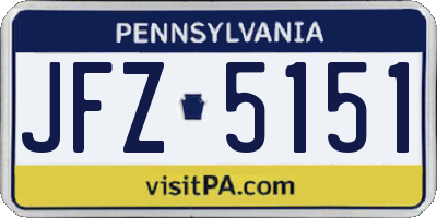 PA license plate JFZ5151