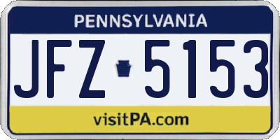 PA license plate JFZ5153