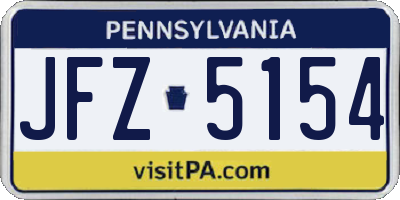 PA license plate JFZ5154