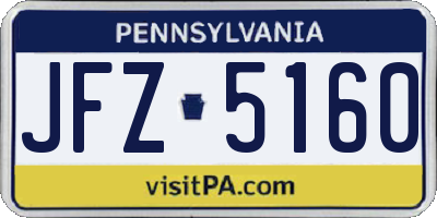PA license plate JFZ5160