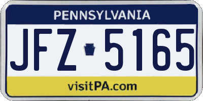 PA license plate JFZ5165