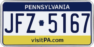 PA license plate JFZ5167