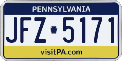 PA license plate JFZ5171