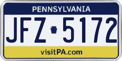 PA license plate JFZ5172
