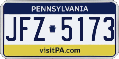 PA license plate JFZ5173