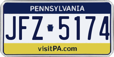 PA license plate JFZ5174