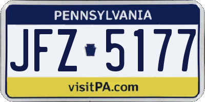 PA license plate JFZ5177