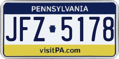 PA license plate JFZ5178