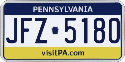 PA license plate JFZ5180