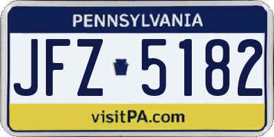 PA license plate JFZ5182
