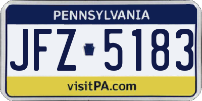PA license plate JFZ5183