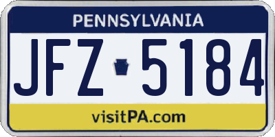 PA license plate JFZ5184