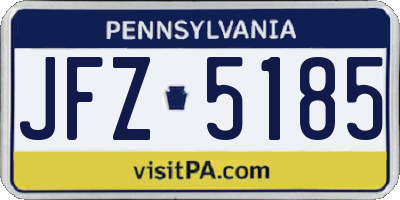 PA license plate JFZ5185