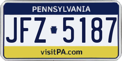 PA license plate JFZ5187