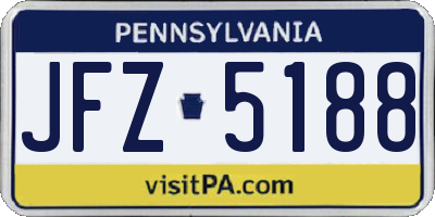 PA license plate JFZ5188