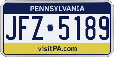 PA license plate JFZ5189