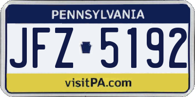 PA license plate JFZ5192