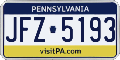 PA license plate JFZ5193