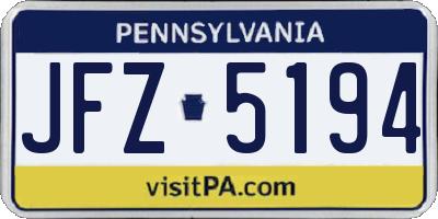 PA license plate JFZ5194