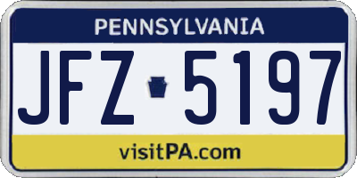 PA license plate JFZ5197