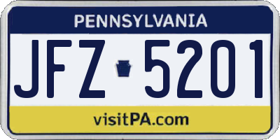PA license plate JFZ5201