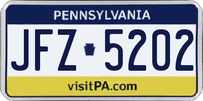 PA license plate JFZ5202