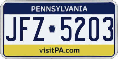 PA license plate JFZ5203