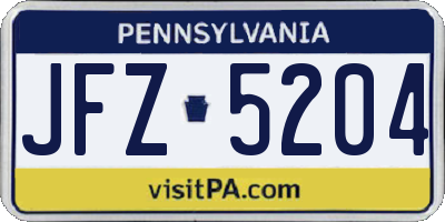 PA license plate JFZ5204