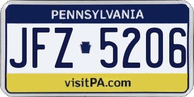 PA license plate JFZ5206