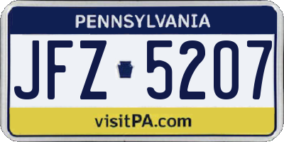 PA license plate JFZ5207