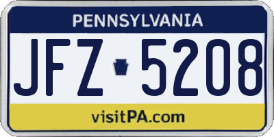 PA license plate JFZ5208