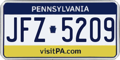PA license plate JFZ5209