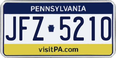 PA license plate JFZ5210