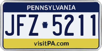 PA license plate JFZ5211