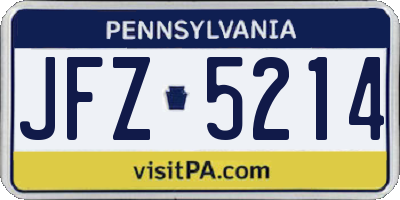 PA license plate JFZ5214