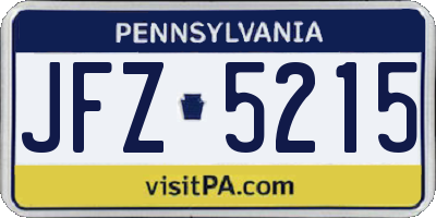 PA license plate JFZ5215