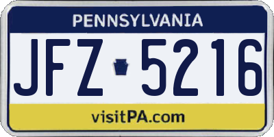 PA license plate JFZ5216