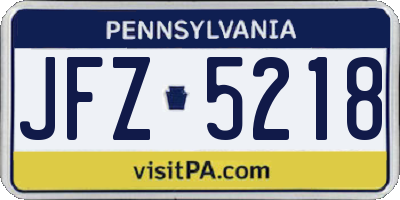 PA license plate JFZ5218