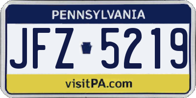 PA license plate JFZ5219