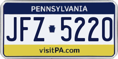 PA license plate JFZ5220