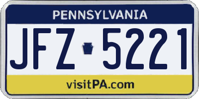 PA license plate JFZ5221