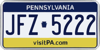 PA license plate JFZ5222